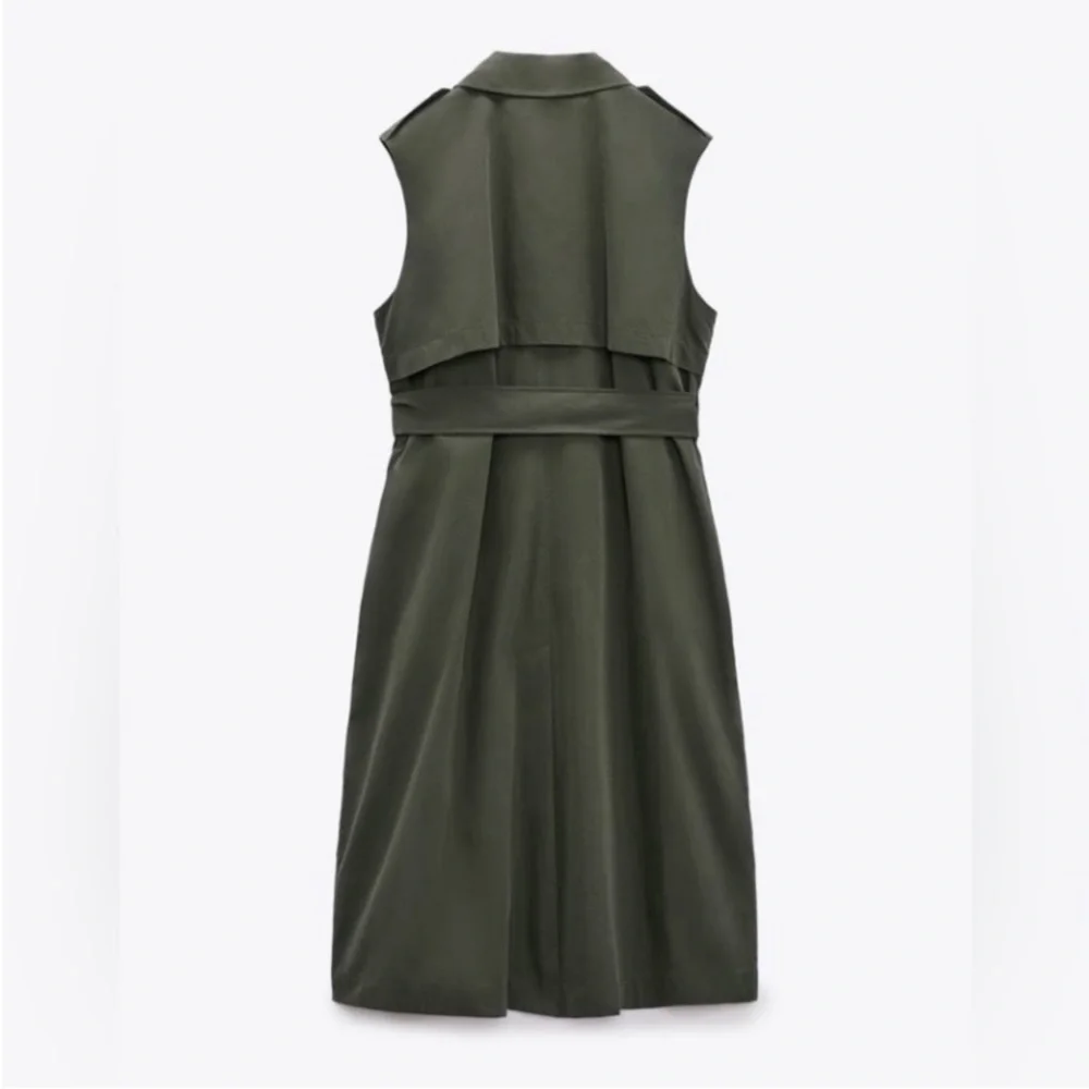 S. LONG BELTED VEST TRENCH COAT - Picture 5 of 8